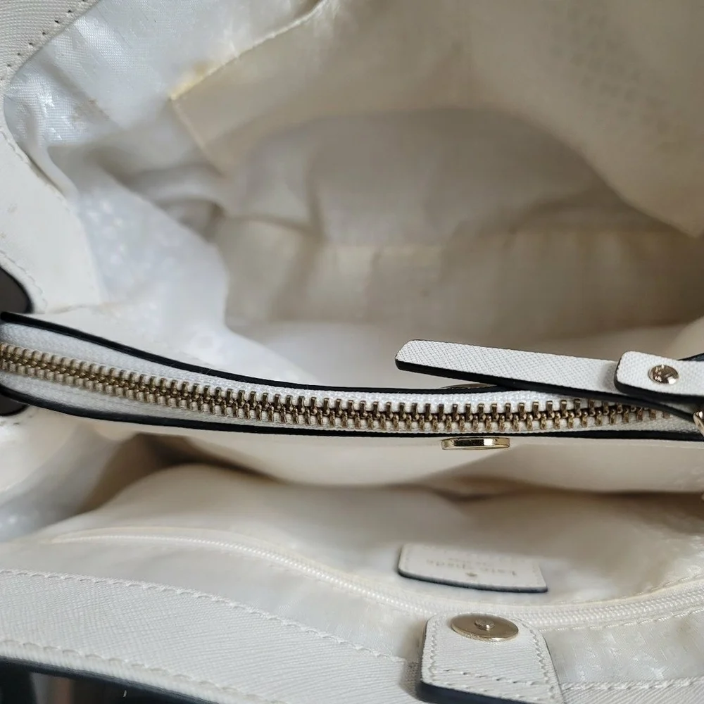 Kate Spade Evangelie Laurel Way Sachel Handbag Purse Beige Ecru Black Crossbody - Picture 12 of 12